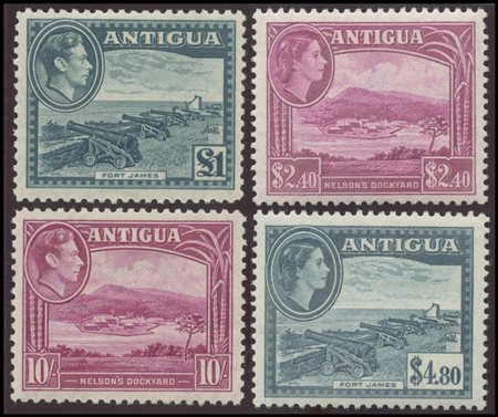 British Commonwealth, Antigua, 1938 N.98/109 (MH) and N.121/134 (MNH)....