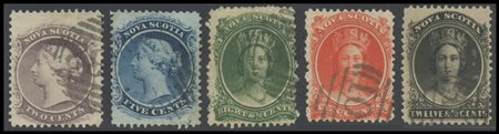 British Commonwealth, Nova Scotia, 1860. N.11, 12, 15, 16, 17 used. Good...