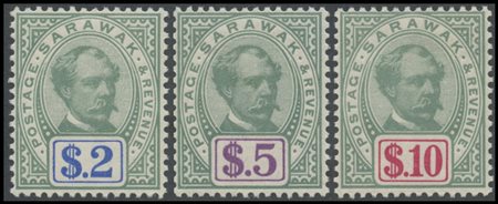 British Commonwealth, Sarawak, 1888. N. 21a/21c non-issued. High-quality...