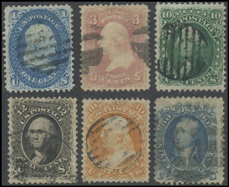 U.S.A., 1861. N.21, 22, 24, 25, 27, 28 used. 10c., 12c. And 30c are...