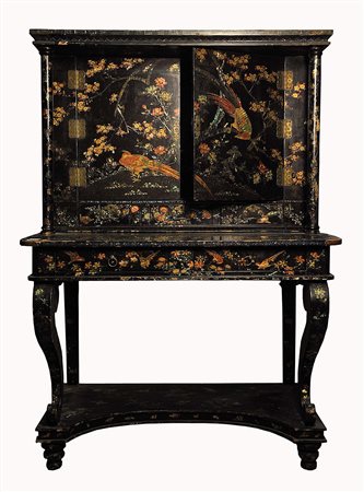 SERVANTE CON ALZATA CHINOISERIE IN STILE LUIGI XV XIX secolo Legno...