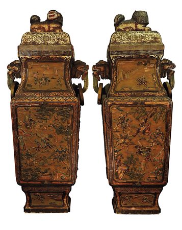 COPPIA DI GIARE ORNAMENTALI CINESI ISTORIATE Produzione di Canton, II metà...