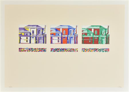 Giorgio Cortassa ARCHITETTURA serigrafia su carta, cm 50x70; es. 90/150 firma
