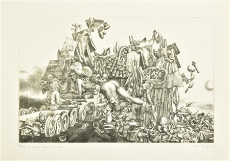 Rudi Gorog LA RAGAZZA DAGLI OCCHI ROSSI incisione su carta Fabriano, battuta...