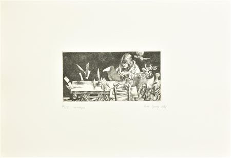 Rudi Gorog HORATIUS incisione su carta Fabriano, battuta cm 10x20, su foglio...