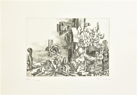 Rudi Gorog LA MAGA incisione su carta Fabriano, battuta cm 19,5x27,5, su...
