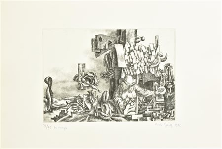 Rudi Gorog LA MAGA incisione su carta Fabriano, battuta cm 19,5x27,5, su...