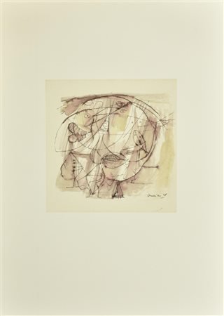 Corneille TESTA PENSOSA litografia su carta (d'apres), cm 52x37 firma e data...