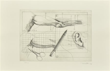 Sebastiano Trovato ANATOMY cartella contenete 5 acqueforti su carta, battute...