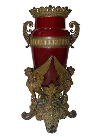 Grande vaso in porcellana bordeaux, Napoleon III, fine 19° Secolo
