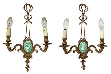 N. 2 Appliques a due luci, 20° Secolo