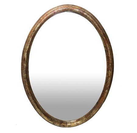 Specchiera ovale con cornice dorata, 20° Secolo