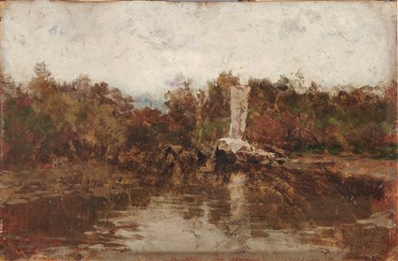 Eugenio Gignous (Milano 1850-Stresa 1906)  - Angolo del Lago Maggiore