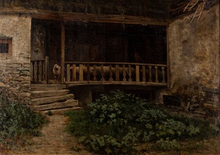 Alessandro Vanotti (Milano 1852-Bollate 1916)  - Il cortile, 1899
