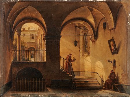 Attribuito a Giovanni Migliara (Alessandria 1785-Milano 1837) - Nel convento
