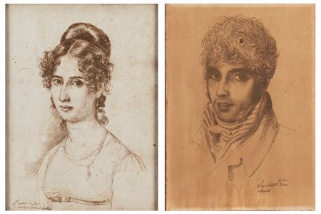 Luigi Sabatelli (Firenze 1772-Milano 1850)  - Ritratti dei coniugi Bacchetta