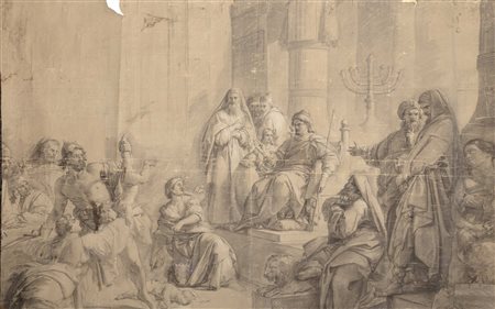 Francesco  Podesti (Ancona 1800-Roma 1895)  - Studio per il dipinto Il Giudizio di Salomone
