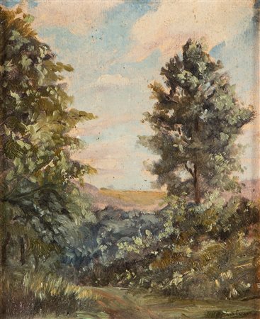 Auguste Laloue (Francia circa 1800-1860)  - Paesaggio con alberi