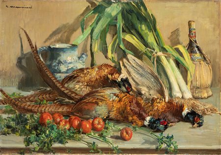 Cipriano Mannucci (Nizza 1882-Firenze 1970)  - Natura morta con fagiani