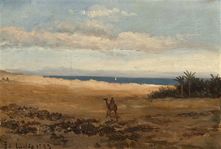 Giuseppe Haimann (Milano 1828-Alessandria d'Egitto 1883)  - Africa, sul cammello presso il mare, 1883