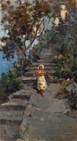 Salvatore Balsamo (Napoli 1894-1922)  - Sulle scale presso la costa