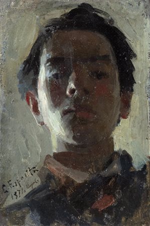 Gaetano Esposito (Salerno 1858-Sala consilina 1911)  - Ritratto di ragazzo, 1874