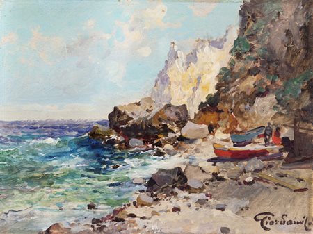 Felice Giordano (Napoli 1880-Capri  1964)  - Coppia di vedute costiere