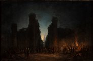 Francois Pierre Barry (Marsiglia 1813-Saint-Laurent-du-Var 1905)  - Tebe e le rovine del tempio di Karnac nella notte del 2 giugno 1863, 1863