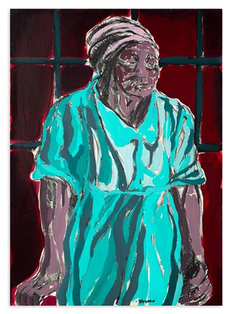 SAVERIO TERRUSO (1939-2003) - Contadina con copricapo, anni '70