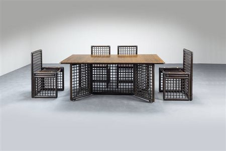 AFRA E TOBIA SCARPA<BR>Tavolo e quattro sedie della serie Basilan 1