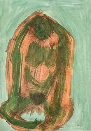 BORELLA ROCCO Genova (Ge) 1920 Figura Mista su carta 50,00x35,00 Firma in...