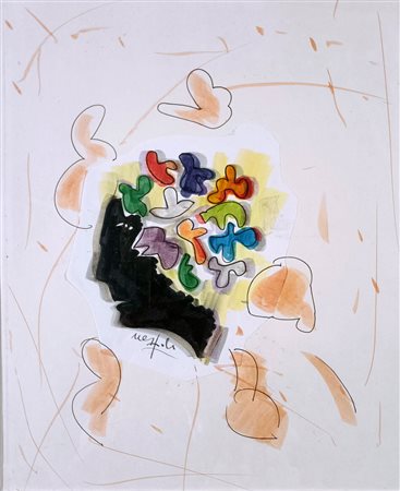 NESPOLO UGO Mosso Santa Maria (Bi) 1941 Senza titolo Mista e collage su carta...