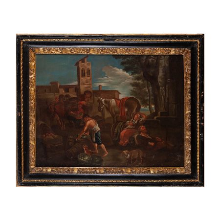 Pittore bambocciante del tardo XVII secolo, Riposo di viandanti