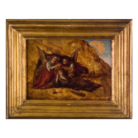 Pittore siciliano del XVII secolo, Santa Rosalia eremita con due angeli