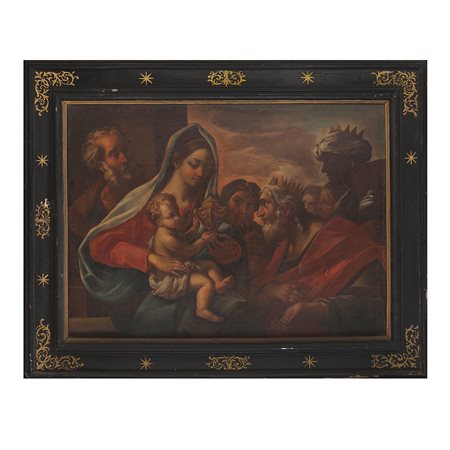 Scuola Napoletana del XVII secolo, Madonna con Bambino e Re Magi 