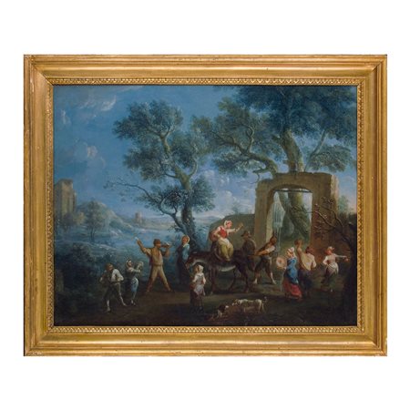 Paolo Monaldi (Roma 1710 – dopo il 1779), Paesaggio con festa contadina