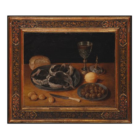 Pittore fiammingo del XVII secolo Natura morta con ostriche