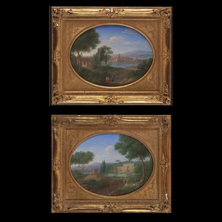Hendrik Frans van Lint (Anversa, 1683 – Roma, 1763) Coppia di paesaggi 