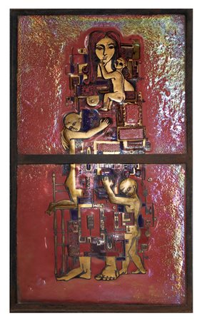 Anzolo Fuga (1918-1998)  - Maternità in vetro di Murano con rifiniture in oro zecchino