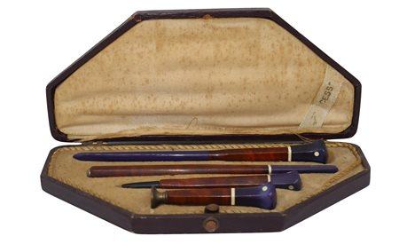 Antico set in scatola a 4 pezzi, fine 19° secolo
