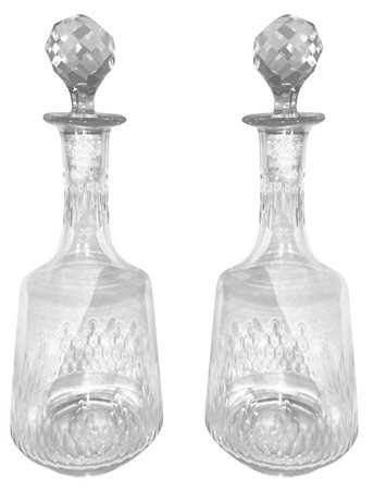 Coppia bottiglie in cristallo, 20° secolo