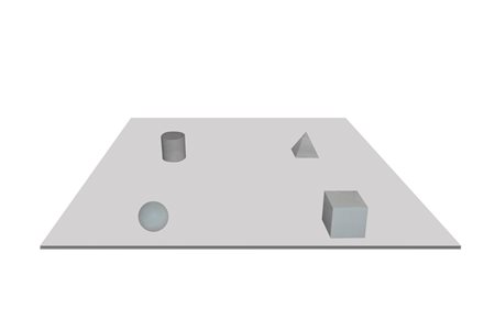Tavolo quadrato basso con sostegno formato da elementi geometrici in marmo: sfera, cilindro, cubo e pirametàe.
