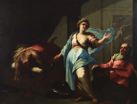 Giovanni Camillo Sagrestani GIUDITTA E OLOFERNE olio su tela, cm 89x117