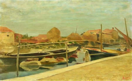 Telemaco Signorini FOSSA DI BURLAMACCA olio su tela, cm 47x75 firma sul...