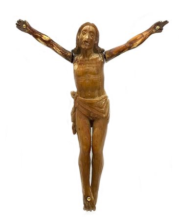 Scuola Italiana del XVI CROCIFISSO avorio, cm 19x16x2,5 fissato su supporto...