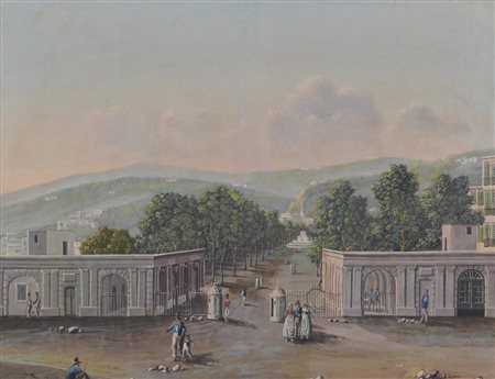 Giuseppe Gustavo Scoppa IL GIARDINO DI VILLA REALE gouache e tempera su...