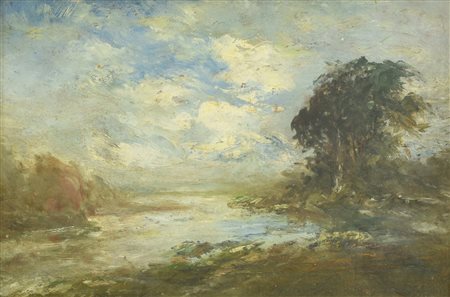 Anonimo del XIX secolo VEDUTA olio su tavola, cm 17x25,5