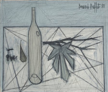 BERNARD BUFFET, Bouteille et branche de figuier, 1950