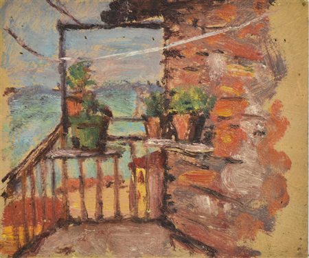 Enrico Allimandi VISTA MARE olio su cartoncino, 15,5x18,5 cm eseguita nel...