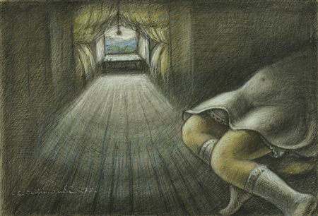 Enrico Allimandi TORMENTO tecnica mista su carta, 25x37 cm firma e data...